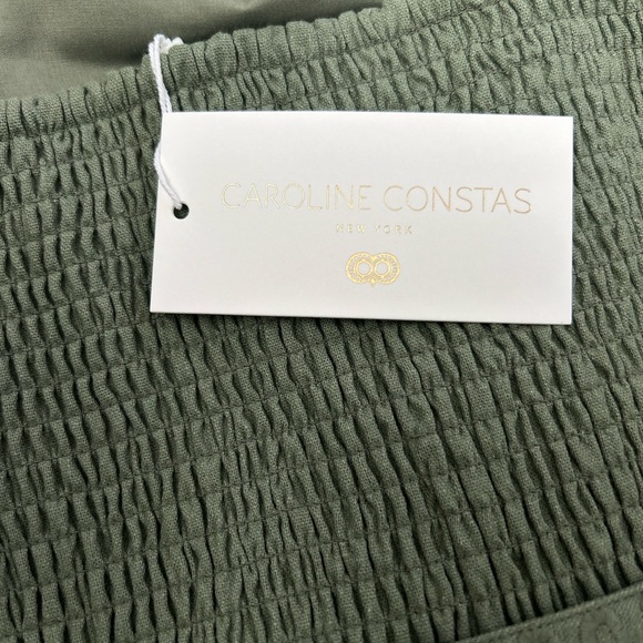 Caroline Constas Cutwork Linen Romper Olive Green Size L NWT $345 - Picture 9 of 12